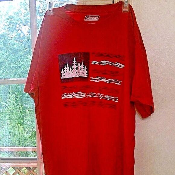 Coleman Men's T-Shirt Outdoors American Flag Graphic Red Large - Picture 1 of 7